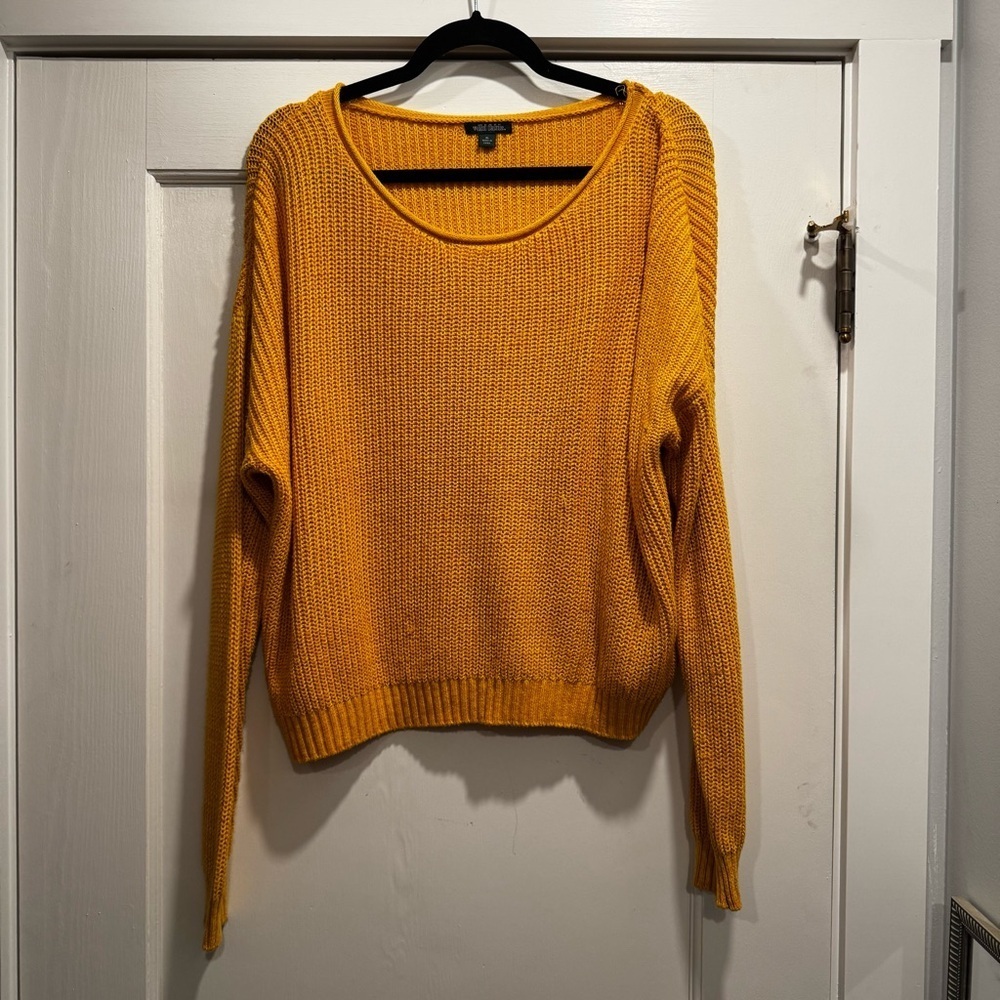 Wild Fable Rolled Neck Tard Yellow Summer Sweater Xl Beachy Oversized Boxy Boho